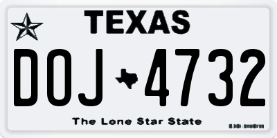 TX license plate DOJ4732