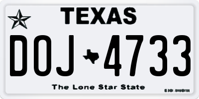 TX license plate DOJ4733