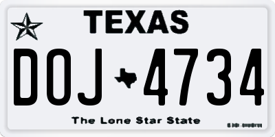 TX license plate DOJ4734