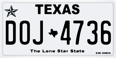 TX license plate DOJ4736