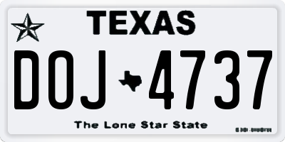 TX license plate DOJ4737