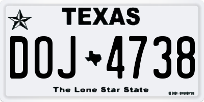 TX license plate DOJ4738