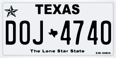 TX license plate DOJ4740