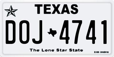 TX license plate DOJ4741