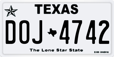 TX license plate DOJ4742