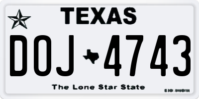 TX license plate DOJ4743