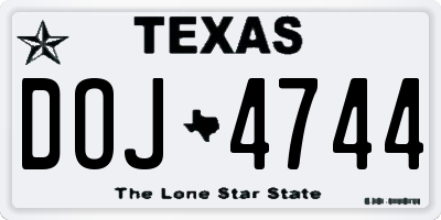 TX license plate DOJ4744