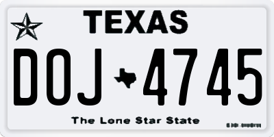 TX license plate DOJ4745