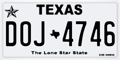 TX license plate DOJ4746