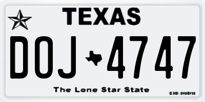 TX license plate DOJ4747