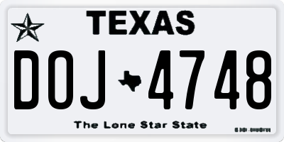TX license plate DOJ4748