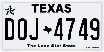 TX license plate DOJ4749