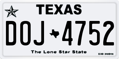 TX license plate DOJ4752