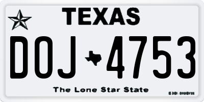 TX license plate DOJ4753