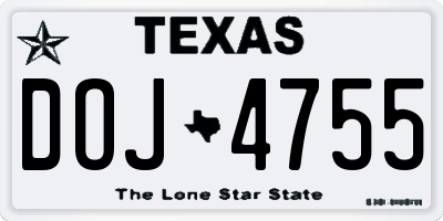TX license plate DOJ4755