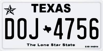 TX license plate DOJ4756