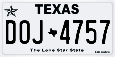 TX license plate DOJ4757