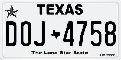TX license plate DOJ4758
