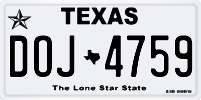 TX license plate DOJ4759