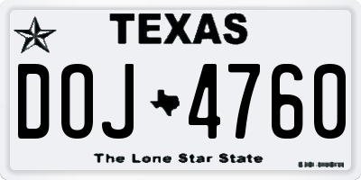 TX license plate DOJ4760
