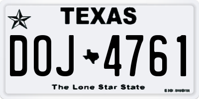 TX license plate DOJ4761