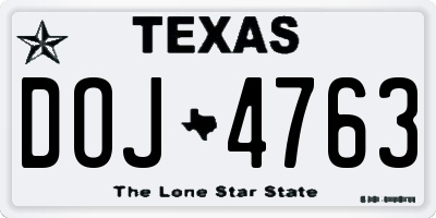 TX license plate DOJ4763
