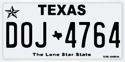 TX license plate DOJ4764