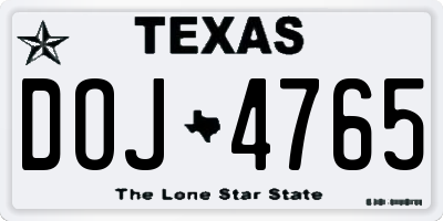 TX license plate DOJ4765