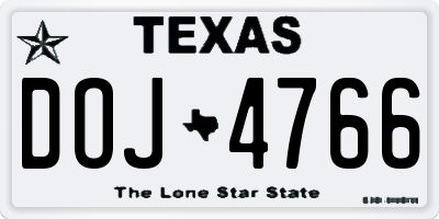 TX license plate DOJ4766
