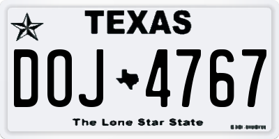 TX license plate DOJ4767