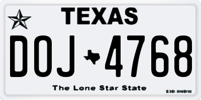 TX license plate DOJ4768