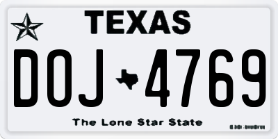 TX license plate DOJ4769