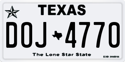 TX license plate DOJ4770