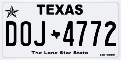 TX license plate DOJ4772