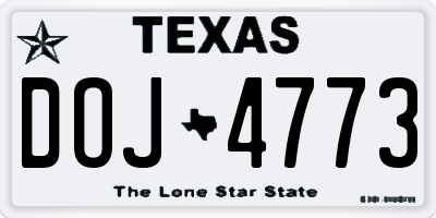 TX license plate DOJ4773