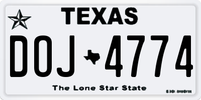 TX license plate DOJ4774