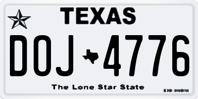 TX license plate DOJ4776
