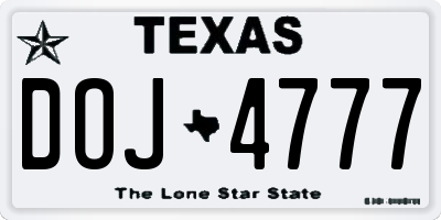 TX license plate DOJ4777