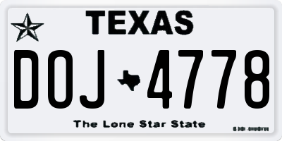 TX license plate DOJ4778