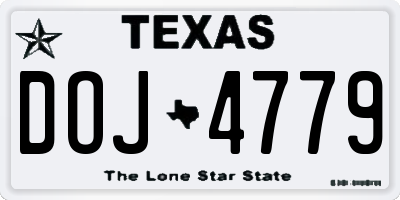 TX license plate DOJ4779