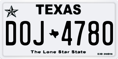 TX license plate DOJ4780