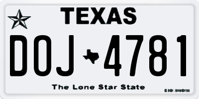 TX license plate DOJ4781