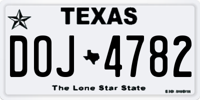 TX license plate DOJ4782
