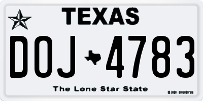 TX license plate DOJ4783