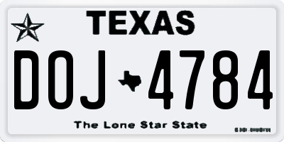 TX license plate DOJ4784