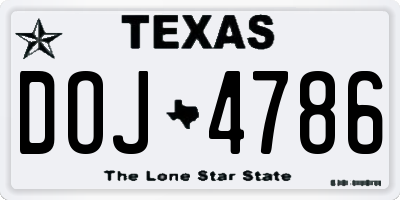 TX license plate DOJ4786