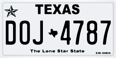TX license plate DOJ4787