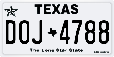 TX license plate DOJ4788