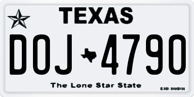TX license plate DOJ4790
