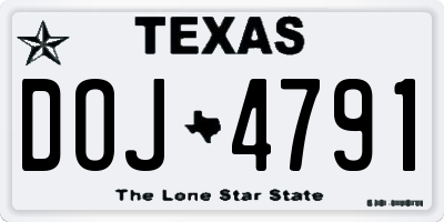 TX license plate DOJ4791
